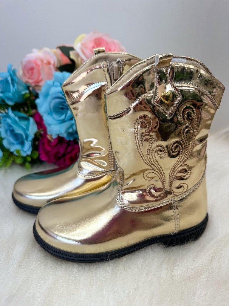 Bota - Coturno Doce Pe Boiadeira Texana Dourada Metalizada - Qualidade e Cuidado para os Pequenos | Bebeloo Kids