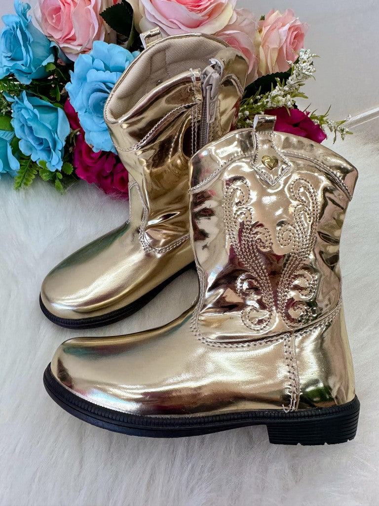 Bota - Coturno Doce Pe Boiadeira Texana Dourada Metalizada - Qualidade e Cuidado para os Pequenos | Bebeloo Kids