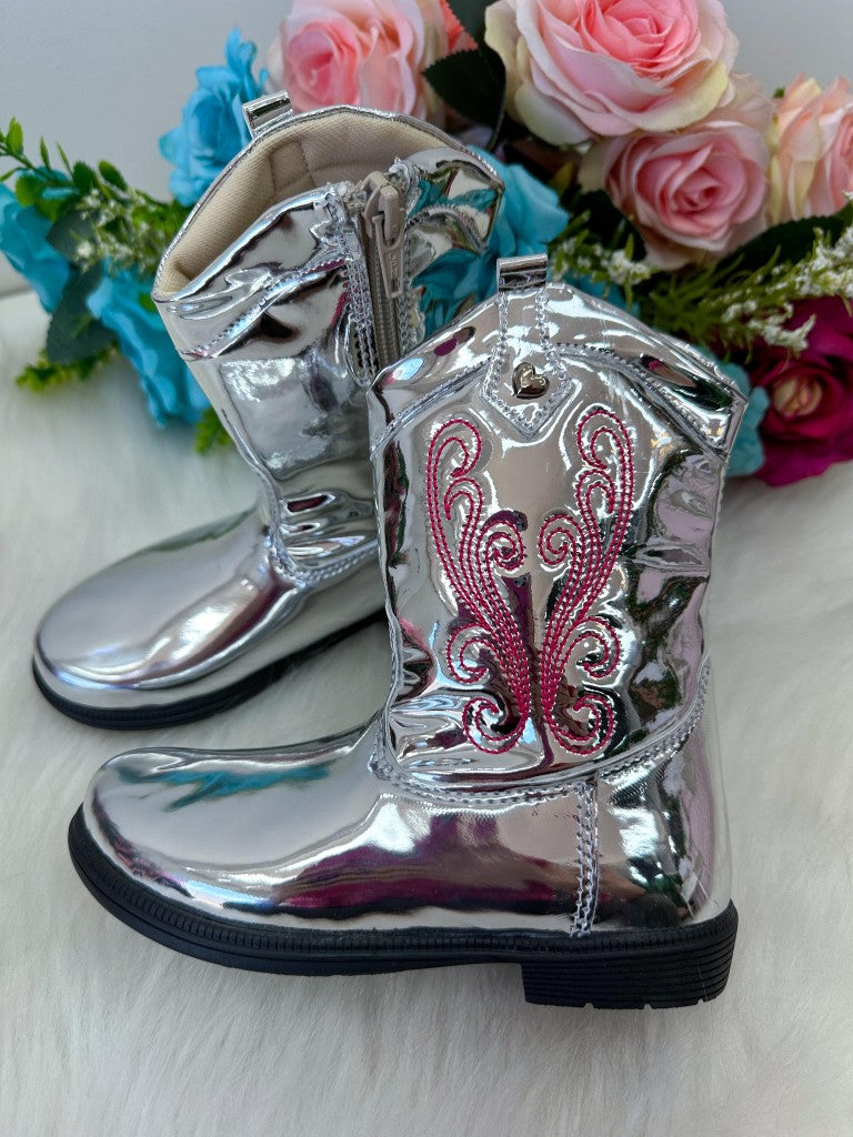 Bota - Coturno Doce Pe Boiadeira Texana Prata Metalizada - Qualidade e Cuidado para os Pequenos | Bebeloo Kids