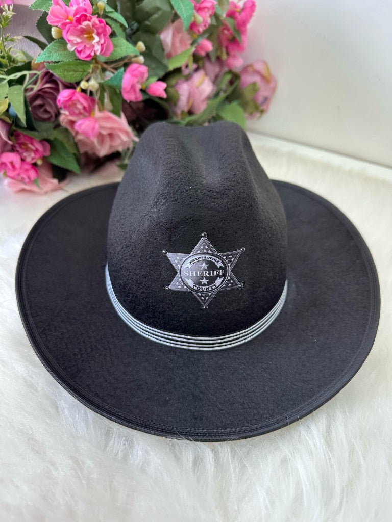 Chapeu/Chapéu Preto Sheriff Prata - Proteção com Estilo para os Pequenos | Bebeloo Kids