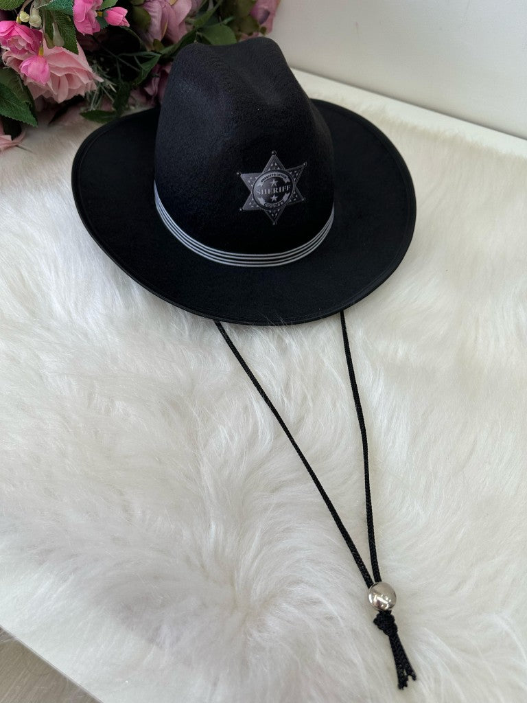 Chapeu/Chapéu Preto Sheriff Prata - Proteção com Estilo para os Pequenos | Bebeloo Kids