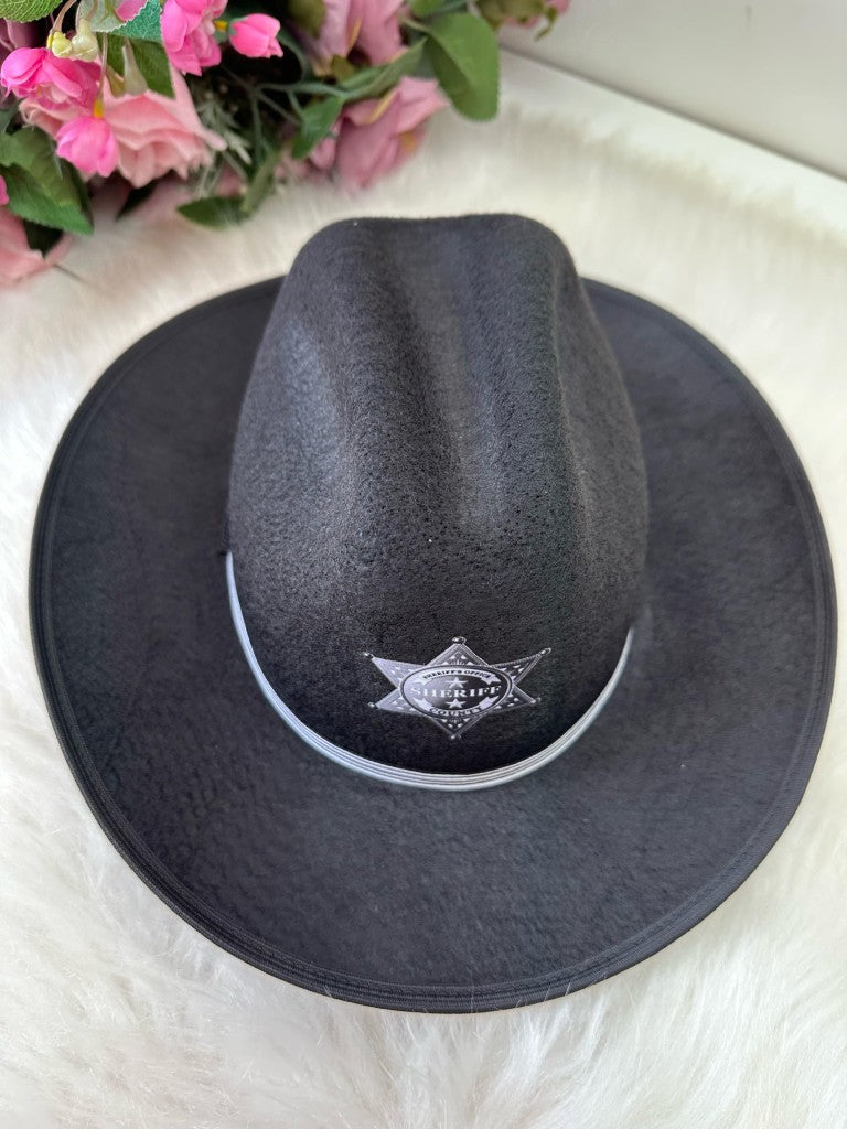 Chapeu/Chapéu Preto Sheriff Prata - Proteção com Estilo para os Pequenos | Bebeloo Kids