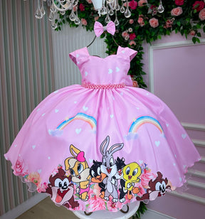 Vestido Ysa Kids Looney Tunes Baby Rosa - Leveza e Elegância para Meninas | Bebeloo Kids