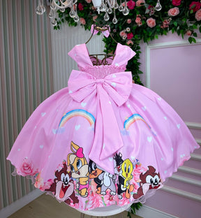 Vestido Ysa Kids Looney Tunes Baby Rosa - Leveza e Elegância para Meninas | Bebeloo Kids