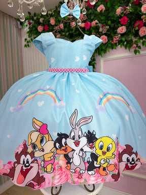 Vestido Ysa Kids Looney Tunes Baby Azul Bebe - Leveza e Elegância para Meninas | Bebeloo Kids