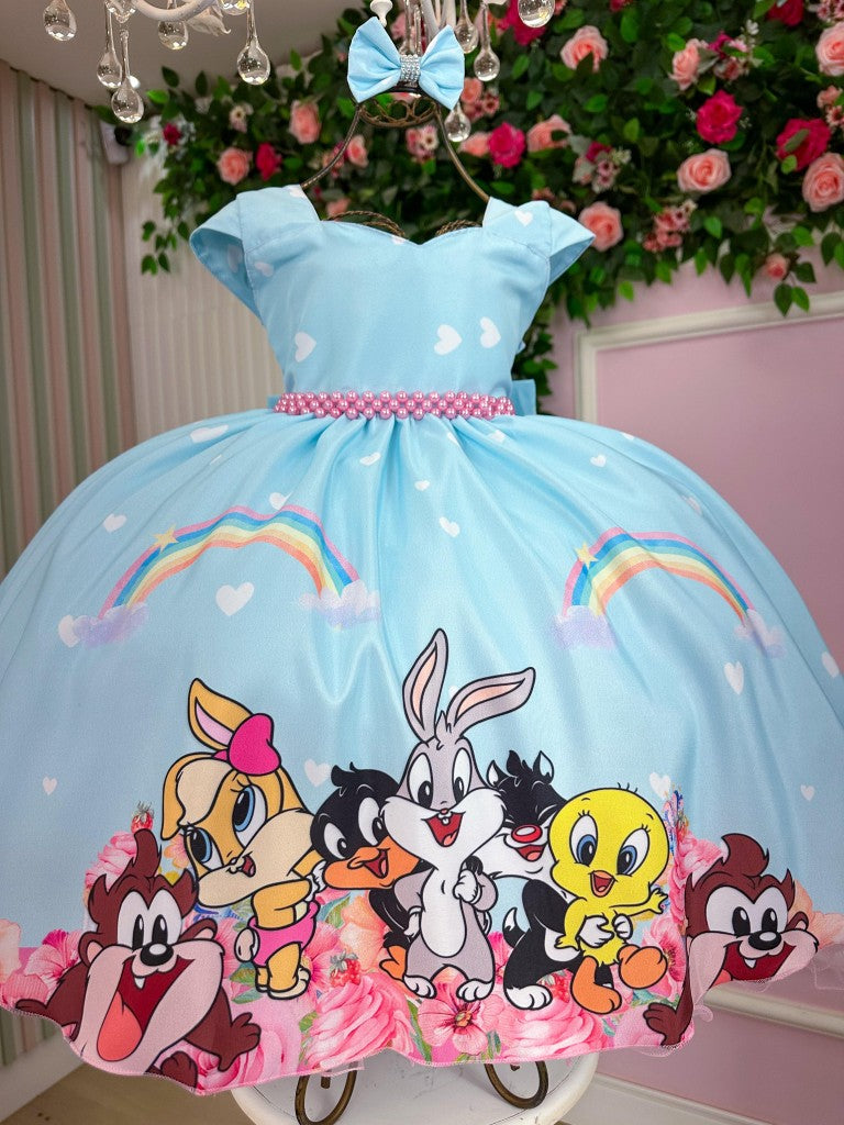 Vestido Ysa Kids Looney Tunes Baby Azul Bebe - Leveza e Elegância para Meninas | Bebeloo Kids