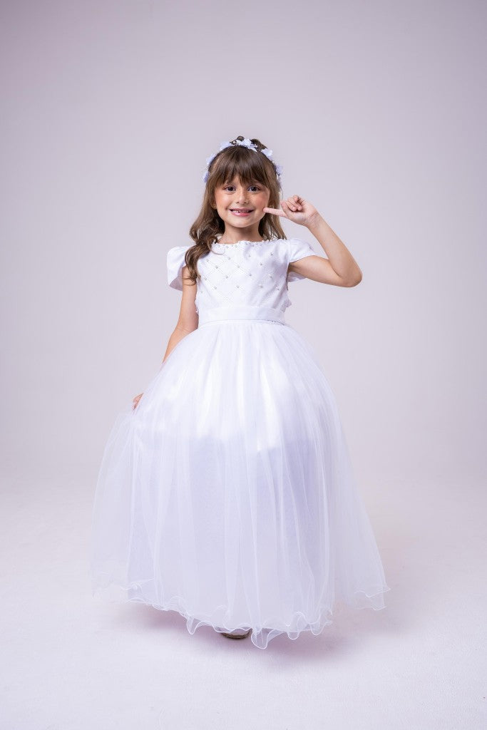 Vestido Enjoy Longo Gabriela Branco - Leveza e Elegância para Meninas | Bebeloo Kids