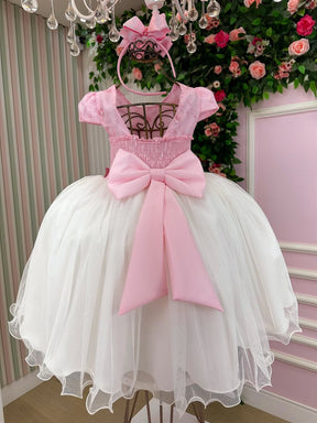 Vestido Juvenil - Midi Vila Lele Sabrina Rosa Bebe e Off - Leveza e Elegância para Meninas | Bebeloo Kids