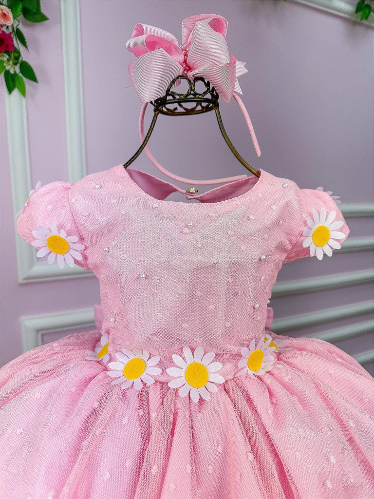 Vestido Marie Jardim Encantado Margaridas Rosa Bebe - Leveza e Elegância para Meninas | Bebeloo Kids