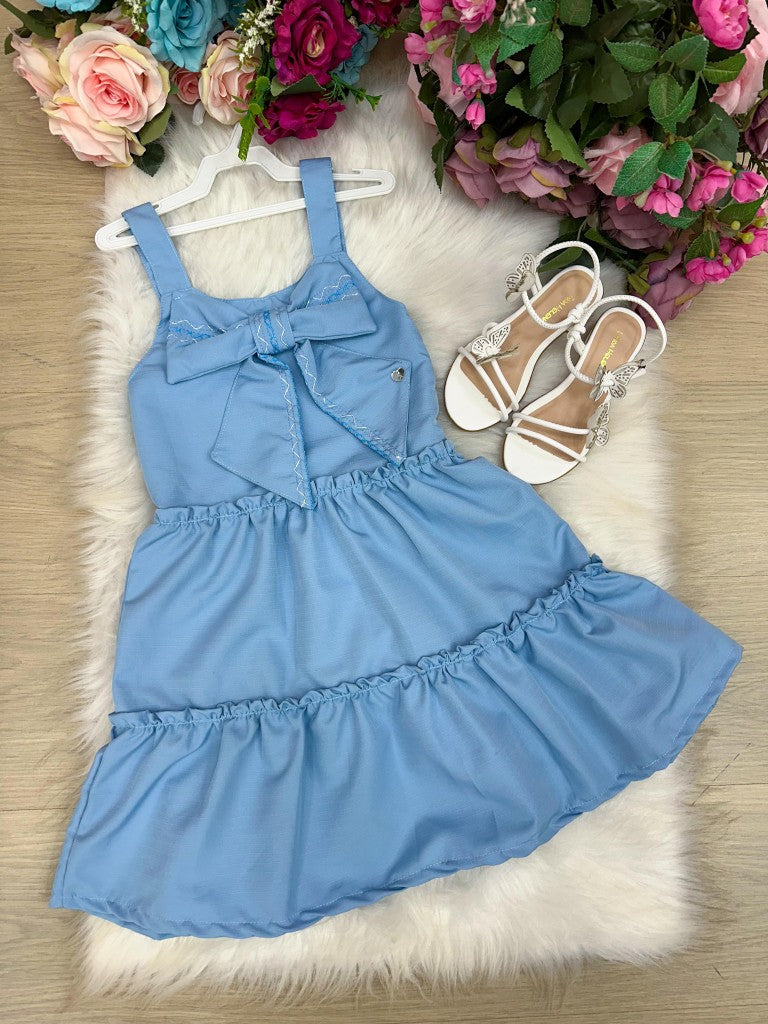 Vestido Blogueirinha Lola Azul Bebe - Leveza e Elegância para Meninas | Bebeloo Kids