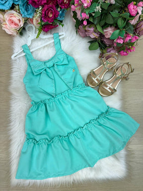 Vestido Blogueirinha Lola Verde Tiffany - Leveza e Elegância para Meninas | Bebeloo Kids