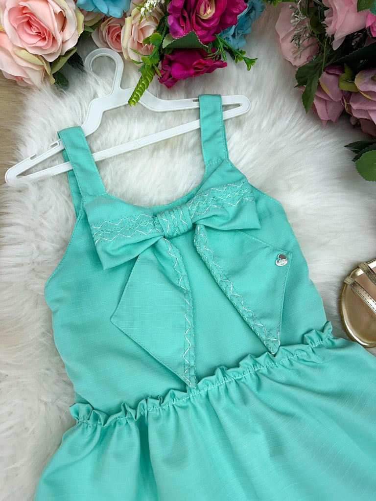 Vestido Blogueirinha Lola Verde Tiffany - Leveza e Elegância para Meninas | Bebeloo Kids