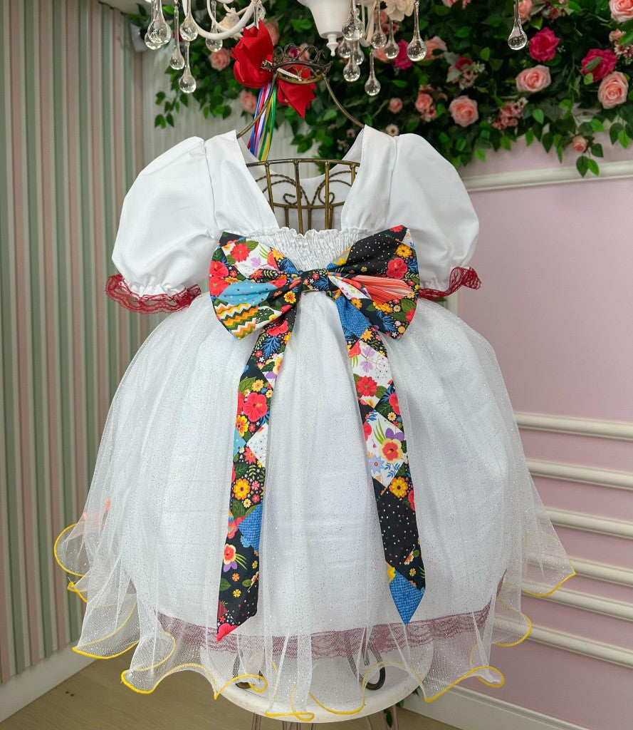 Vestido Junino Banana Club Luxo Arraial dos Apaixonados Noiva/Noivinha - Leveza e Elegância para Meninas | Bebeloo Kids