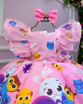 Vestido Temáticos Kids Bolofofos - Bolo Fofos Rosa Bebe - Leveza e Elegância para Meninas | Bebeloo Kids