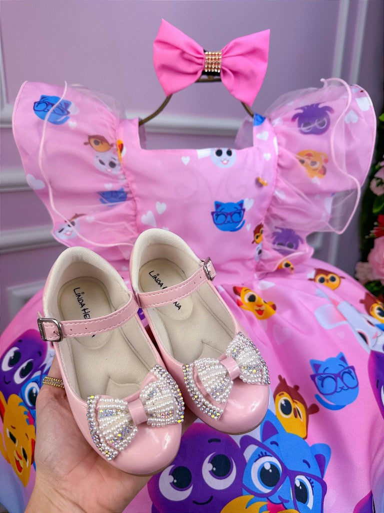 Vestido Temáticos Kids Bolofofos - Bolo Fofos Rosa Bebe - Leveza e Elegância para Meninas | Bebeloo Kids