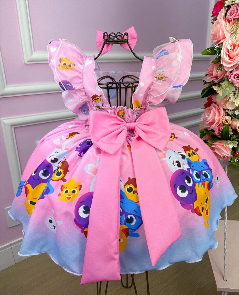 Vestido Temáticos Kids Bolofofos - Bolo Fofos Rosa Bebe - Leveza e Elegância para Meninas | Bebeloo Kids