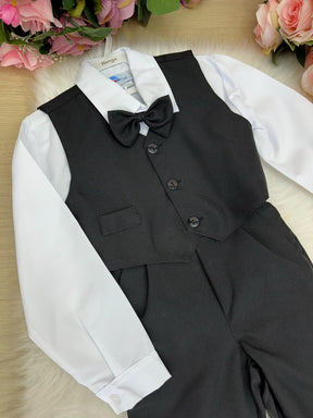 Conjunto Meninos Kanga Social Preto Colete - Estilo Delicado para o Dia a Dia | Bebeloo Kids