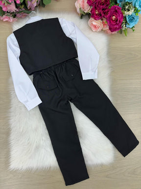 Conjunto Meninos Kanga Social Preto Colete - Estilo Delicado para o Dia a Dia | Bebeloo Kids
