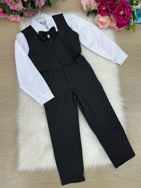 Conjunto Meninos Kanga Social Preto Colete - Estilo Delicado para o Dia a Dia | Bebeloo Kids