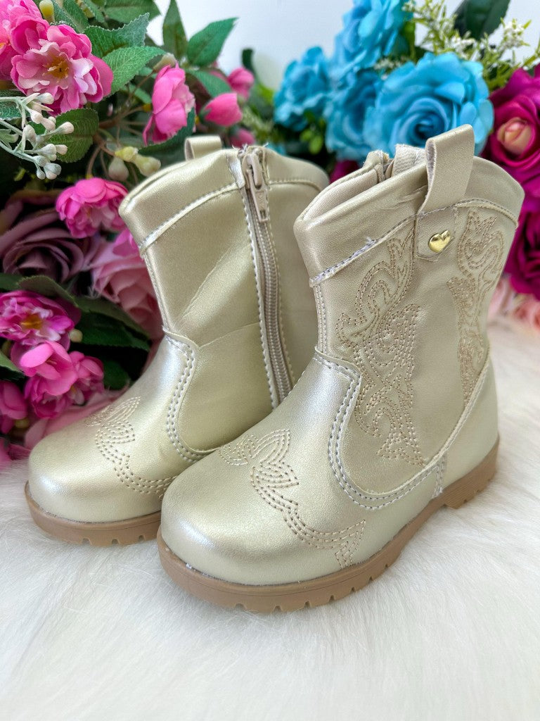 Bota/ Coturno Flor Di Mila Boiadeira Texana Liz Dourado - Qualidade e Cuidado para os Pequenos | Bebeloo Kids