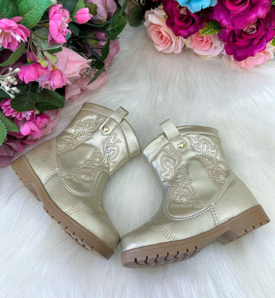 Bota/ Coturno Flor Di Mila Boiadeira Texana Liz Dourado - Qualidade e Cuidado para os Pequenos | Bebeloo Kids