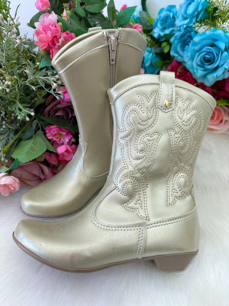 Bota/ Coturno Flor Di Mila Boiadeira Texana Maria Dourado - Qualidade e Cuidado para os Pequenos | Bebeloo Kids