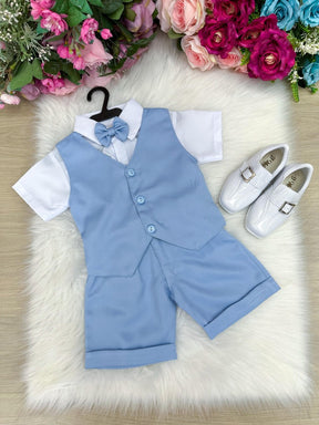 Conjunto Social Miss Cherry Leandro Colete Azul Bebe - Estilo Delicado para o Dia a Dia | Bebeloo Kids