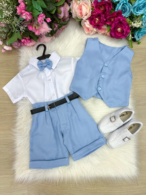 Conjunto Social Miss Cherry Leandro Colete Azul Bebe - Estilo Delicado para o Dia a Dia | Bebeloo Kids