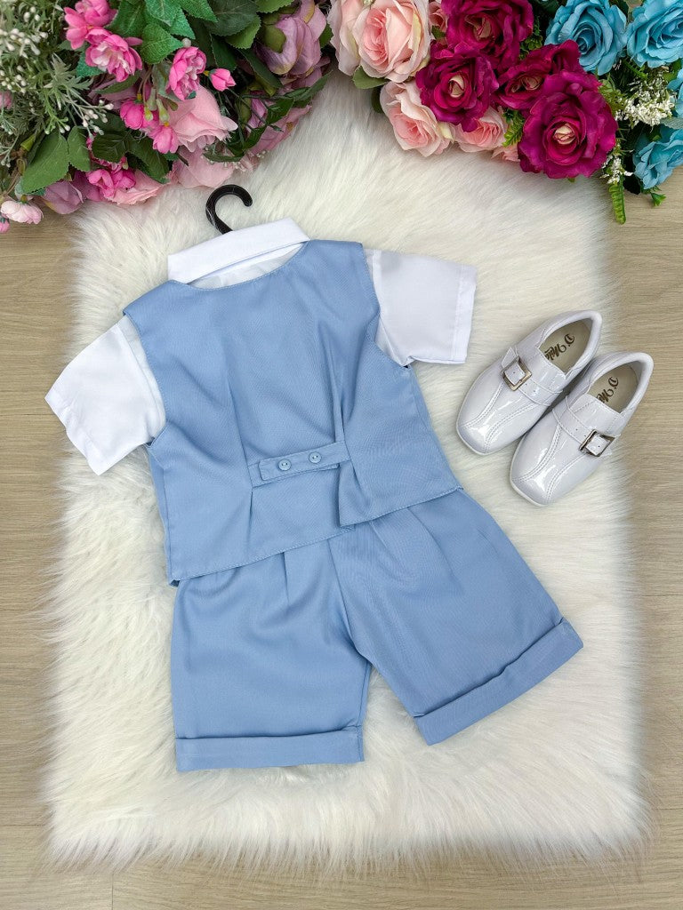 Conjunto Social Miss Cherry Leandro Colete Azul Bebe - Estilo Delicado para o Dia a Dia | Bebeloo Kids