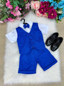 Conjunto Social Miss Cherry Leandro Colete Azul Royal - Estilo Delicado para o Dia a Dia | Bebeloo Kids