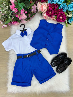 Conjunto Social Miss Cherry Leandro Colete Azul Royal - Estilo Delicado para o Dia a Dia | Bebeloo Kids