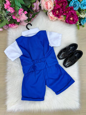 Conjunto Social Miss Cherry Leandro Colete Azul Royal - Estilo Delicado para o Dia a Dia | Bebeloo Kids