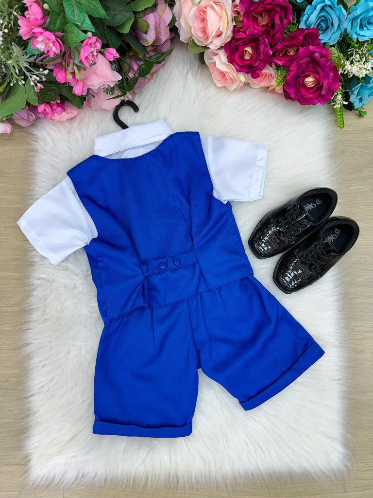 Conjunto Social Miss Cherry Leandro Colete Azul Royal - Estilo Delicado para o Dia a Dia | Bebeloo Kids