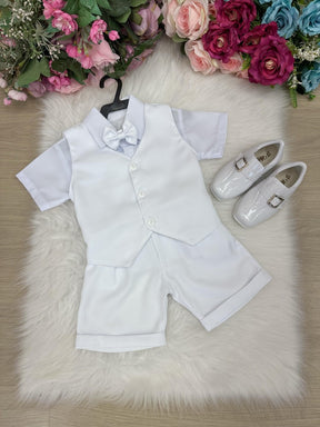 Conjunto Social Miss Cherry Leandro Colete Branco - Estilo Delicado para o Dia a Dia | Bebeloo Kids