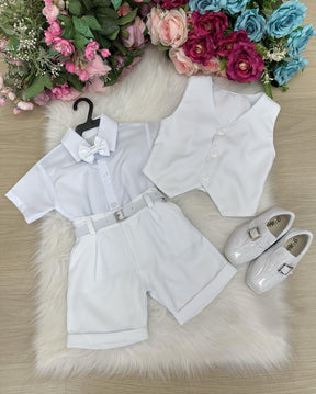 Conjunto Social Miss Cherry Leandro Colete Branco - Estilo Delicado para o Dia a Dia | Bebeloo Kids
