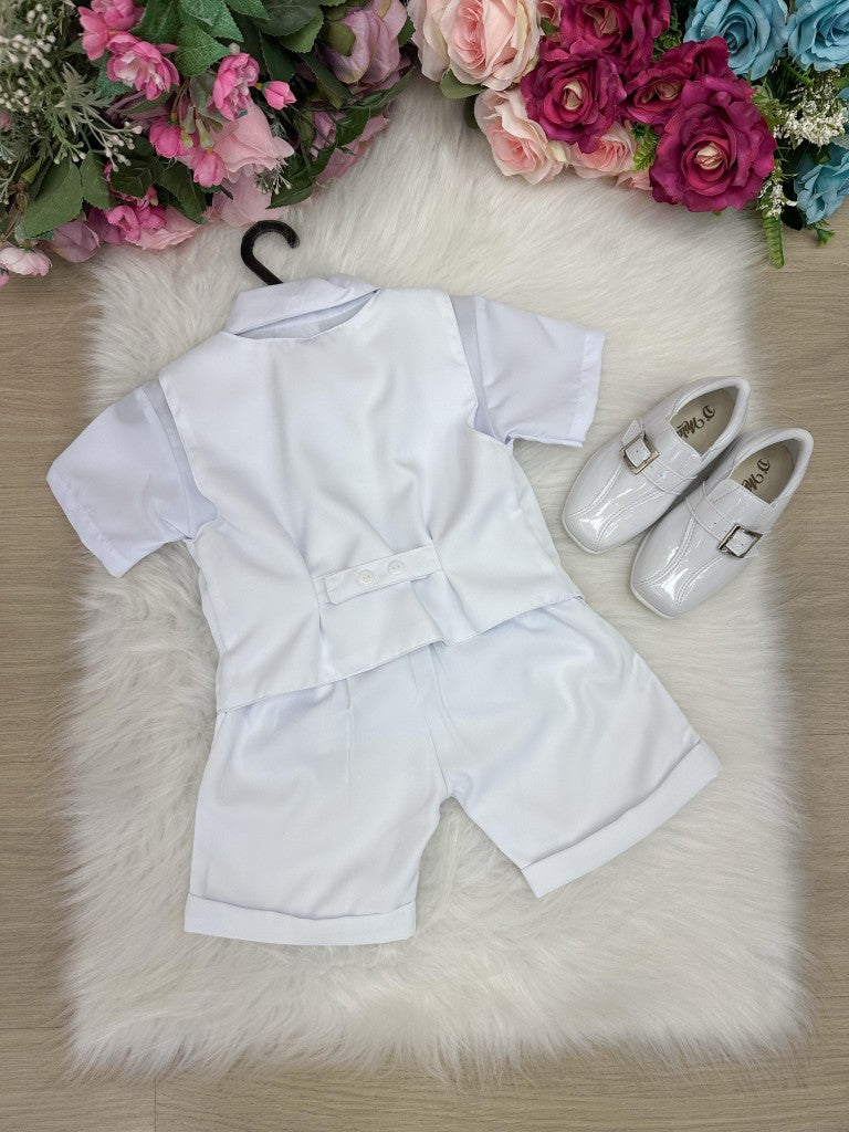 Conjunto Social Miss Cherry Leandro Colete Branco - Estilo Delicado para o Dia a Dia | Bebeloo Kids