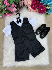 Conjunto Social Miss Cherry Leandro Colete Preto - Estilo Delicado para o Dia a Dia | Bebeloo Kids