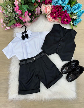Conjunto Social Miss Cherry Leandro Colete Preto - Estilo Delicado para o Dia a Dia | Bebeloo Kids