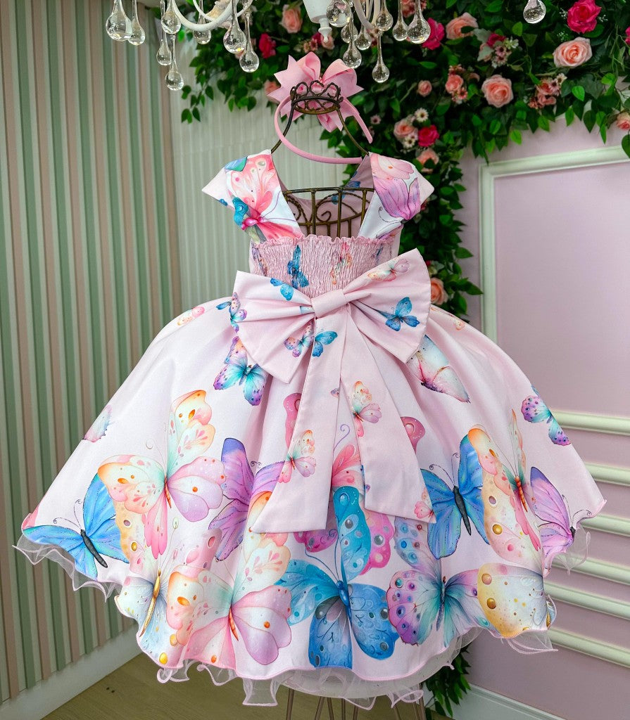 Vestido Giovanella/Giovanela Jardim das Borboletas Rosa Patricia - Leveza e Elegância para Meninas | Bebeloo Kids