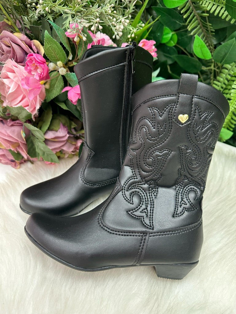 Bota/ Coturno Flor Di Mila Boiadeira Texana Maria Preta - Qualidade e Cuidado para os Pequenos | Bebeloo Kids