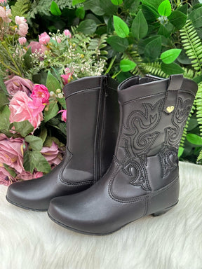 Bota/ Coturno Flor Di Mila Boiadeira Texana Maria Preta - Qualidade e Cuidado para os Pequenos | Bebeloo Kids
