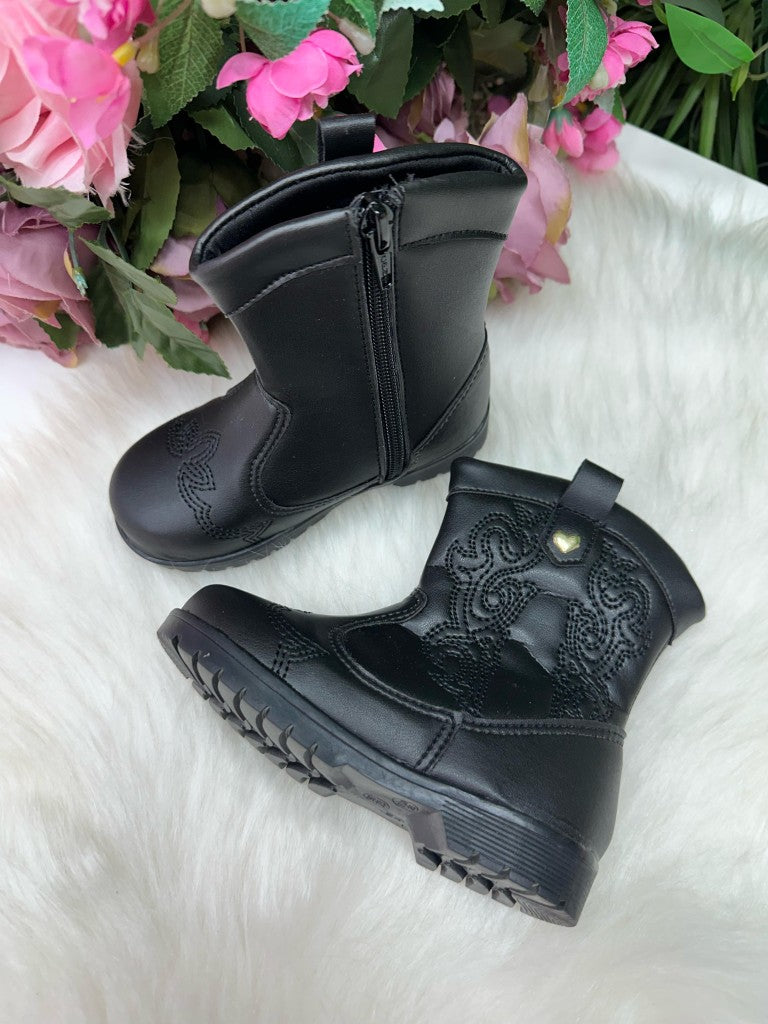 Bota/ Coturno Flor Di Mila Boiadeira Texana Liz Preta - Qualidade e Cuidado para os Pequenos | Bebeloo Kids