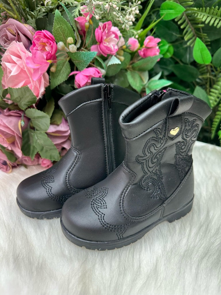 Bota/ Coturno Flor Di Mila Boiadeira Texana Liz Preta - Qualidade e Cuidado para os Pequenos | Bebeloo Kids