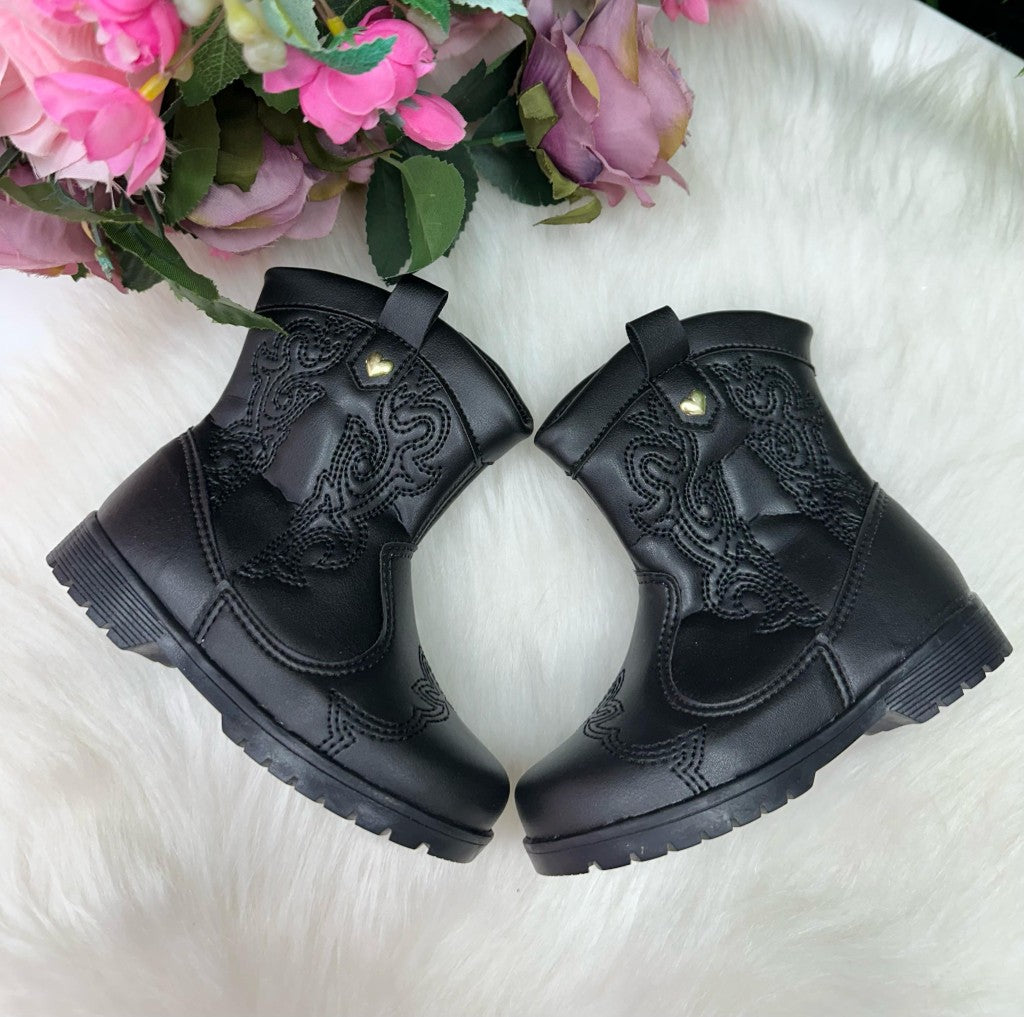 Bota/ Coturno Flor Di Mila Boiadeira Texana Liz Preta - Qualidade e Cuidado para os Pequenos | Bebeloo Kids