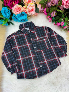 Camisa Junina Xadrez Flanela/Flanelada Jhonas Cinza - Elegância e Conforto para os Pequenos | Bebeloo Kids