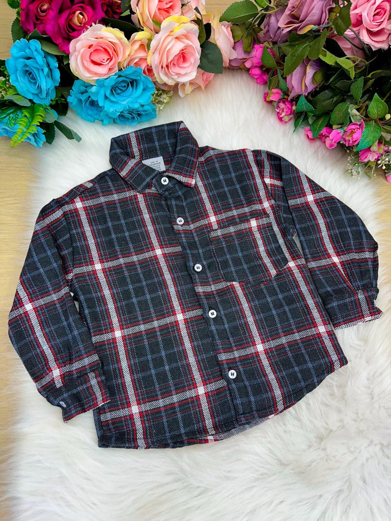 Camisa Junina Xadrez Flanela/Flanelada Jhonas Cinza - Elegância e Conforto para os Pequenos | Bebeloo Kids