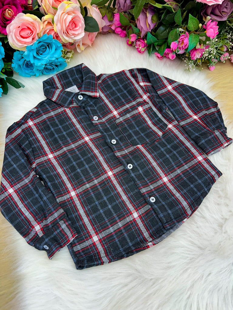 Camisa Junina Xadrez Flanela/Flanelada Jhonas Cinza - Elegância e Conforto para os Pequenos | Bebeloo Kids