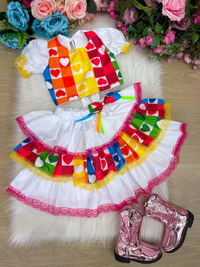 Conjunto Junino Banana Club Luxo Noiva/Noivinha Branco - Estilo Delicado para o Dia a Dia | Bebeloo Kids