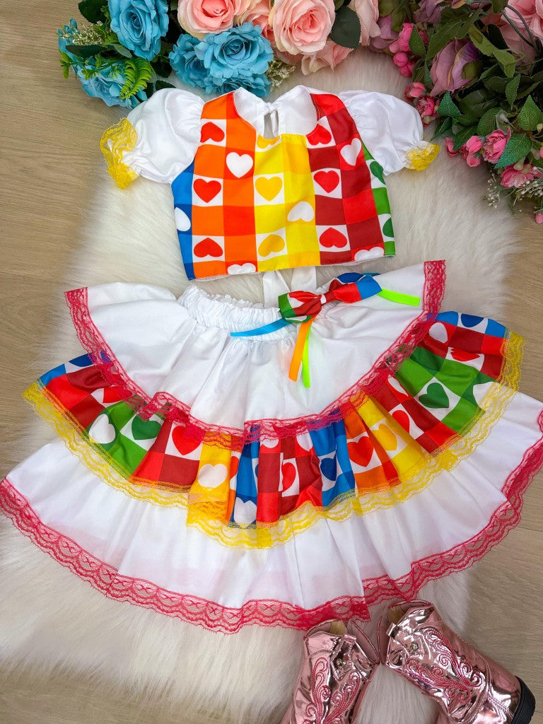 Conjunto Junino Banana Club Luxo Noiva/Noivinha Branco - Estilo Delicado para o Dia a Dia | Bebeloo Kids