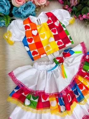 Conjunto Junino Banana Club Luxo Noiva/Noivinha Branco - Estilo Delicado para o Dia a Dia | Bebeloo Kids